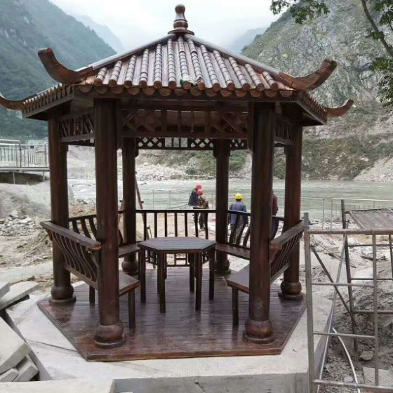 户外防腐木亭子、碳化木古典亭子的特征介绍